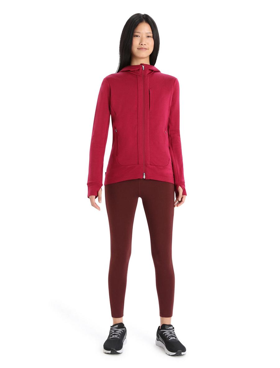 Sweat À Capuche Icebreaker Merino Quantum III Long Sleeve Zip Femme Rose | FR 1677EBCX